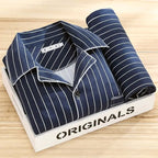Dieter | Men's Striped Pyjamas with Long Sleeves, Two-Piece Pyjama Set | Everlasting Boutique | Grey-Brown