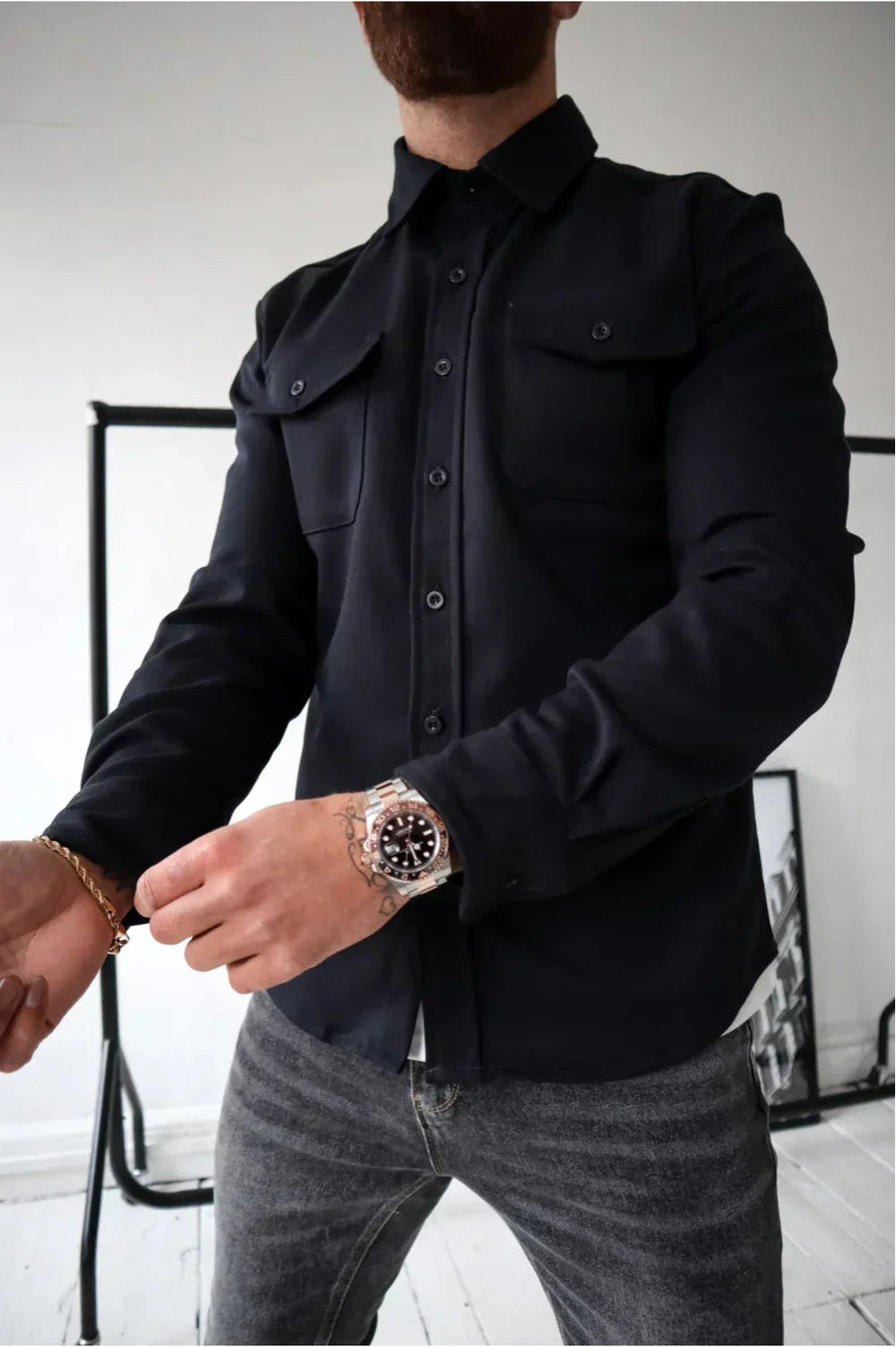 Dominic | Men's Long Sleeve Button-Up Shirt Jacket, Relaxed-Fit Overshirt | Everlasting Boutique
