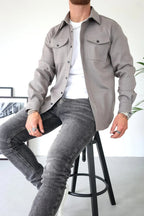 Dominic | Men's Long Sleeve Button-Up Shirt Jacket, Relaxed-Fit Overshirt | Everlasting Boutique | Black
