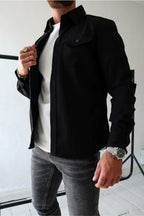 Dominic | Men's Long Sleeve Button-Up Shirt Jacket, Relaxed-Fit Overshirt | Everlasting Boutique | Dark Grey