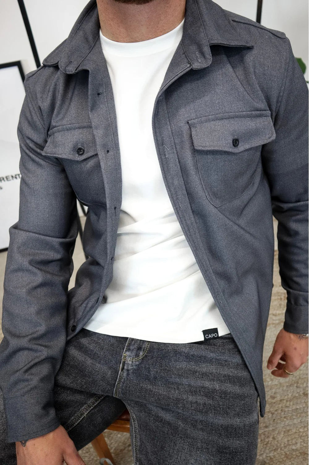 Dominic | Men's Long Sleeve Button-Up Shirt Jacket, Relaxed-Fit Overshirt | Everlasting Boutique | Dark Blue