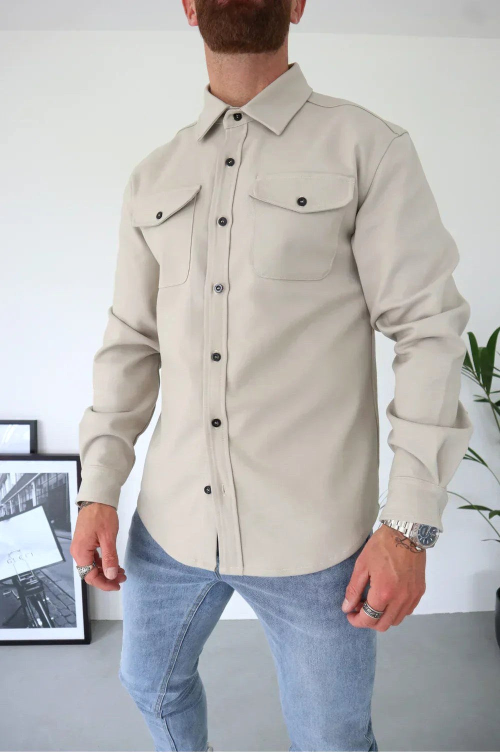Dominic | Men's Long Sleeve Button-Up Shirt Jacket, Relaxed-Fit Overshirt | Everlasting Boutique