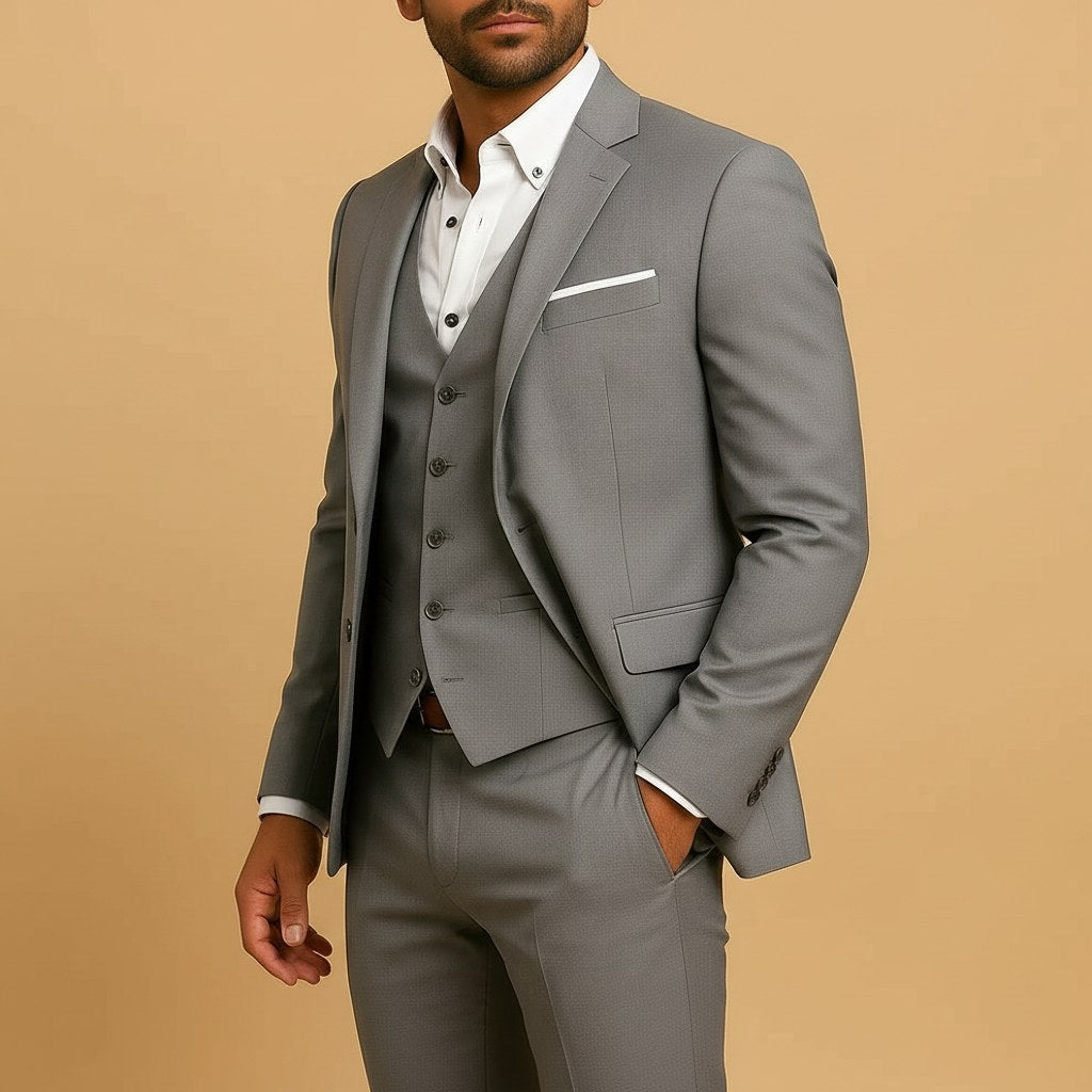 Dominic | Men's Slim-Fit Suit with Vest, Three-Piece Suit for Weddings | Everlasting Boutique