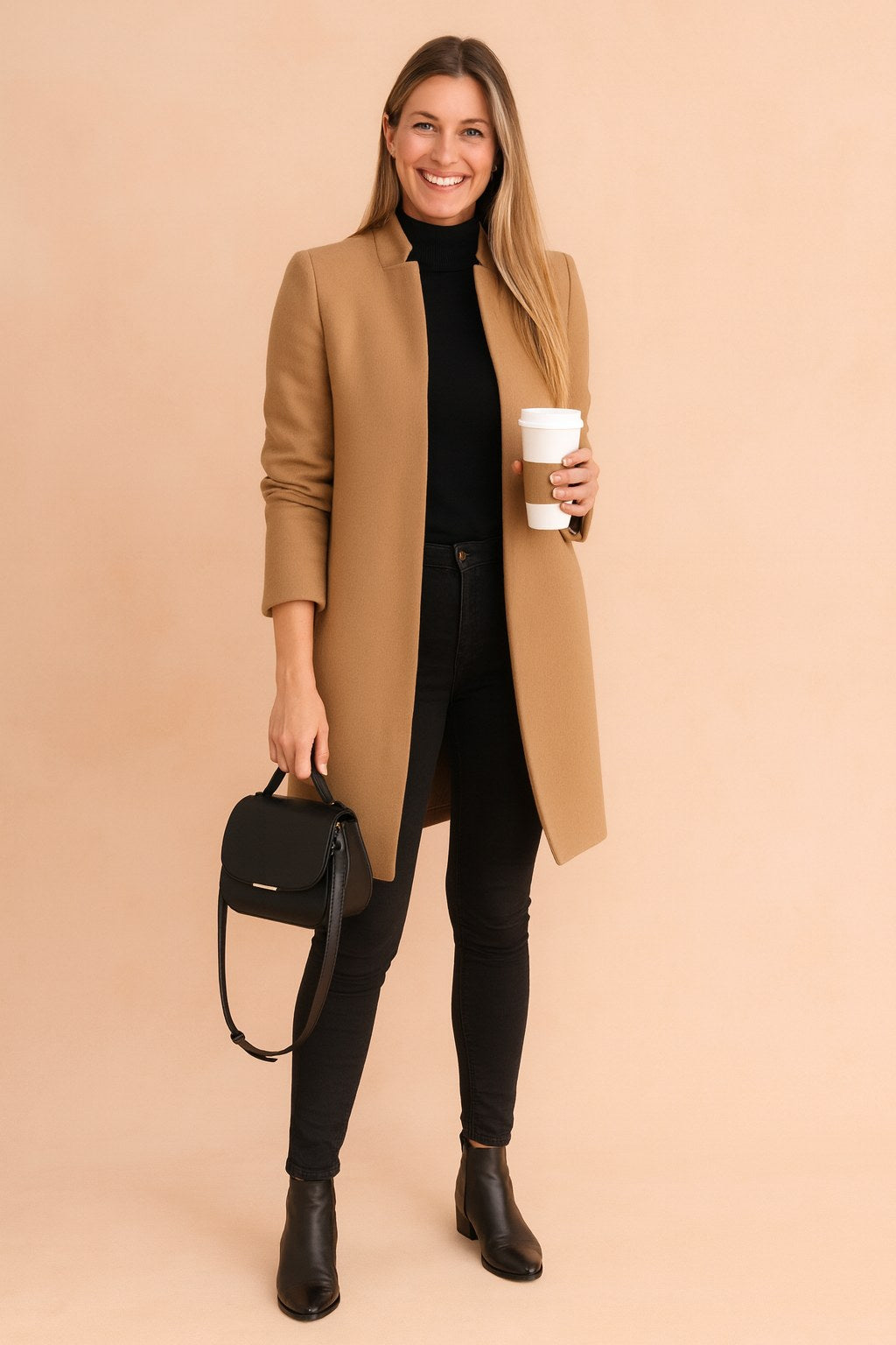 Dominique | Women's Minimalist Fitted Coat, Lightweight Everyday Coat | Everlasting Boutique