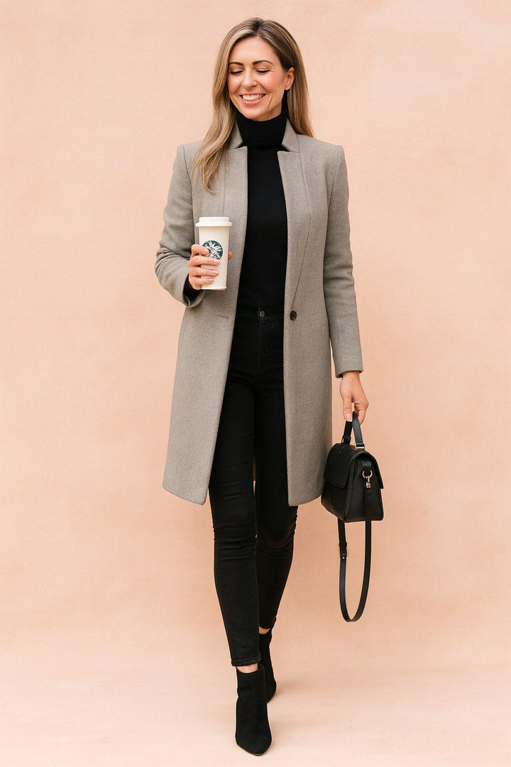 Dominique | Women's Minimalist Fitted Coat, Lightweight Everyday Coat | Everlasting Boutique