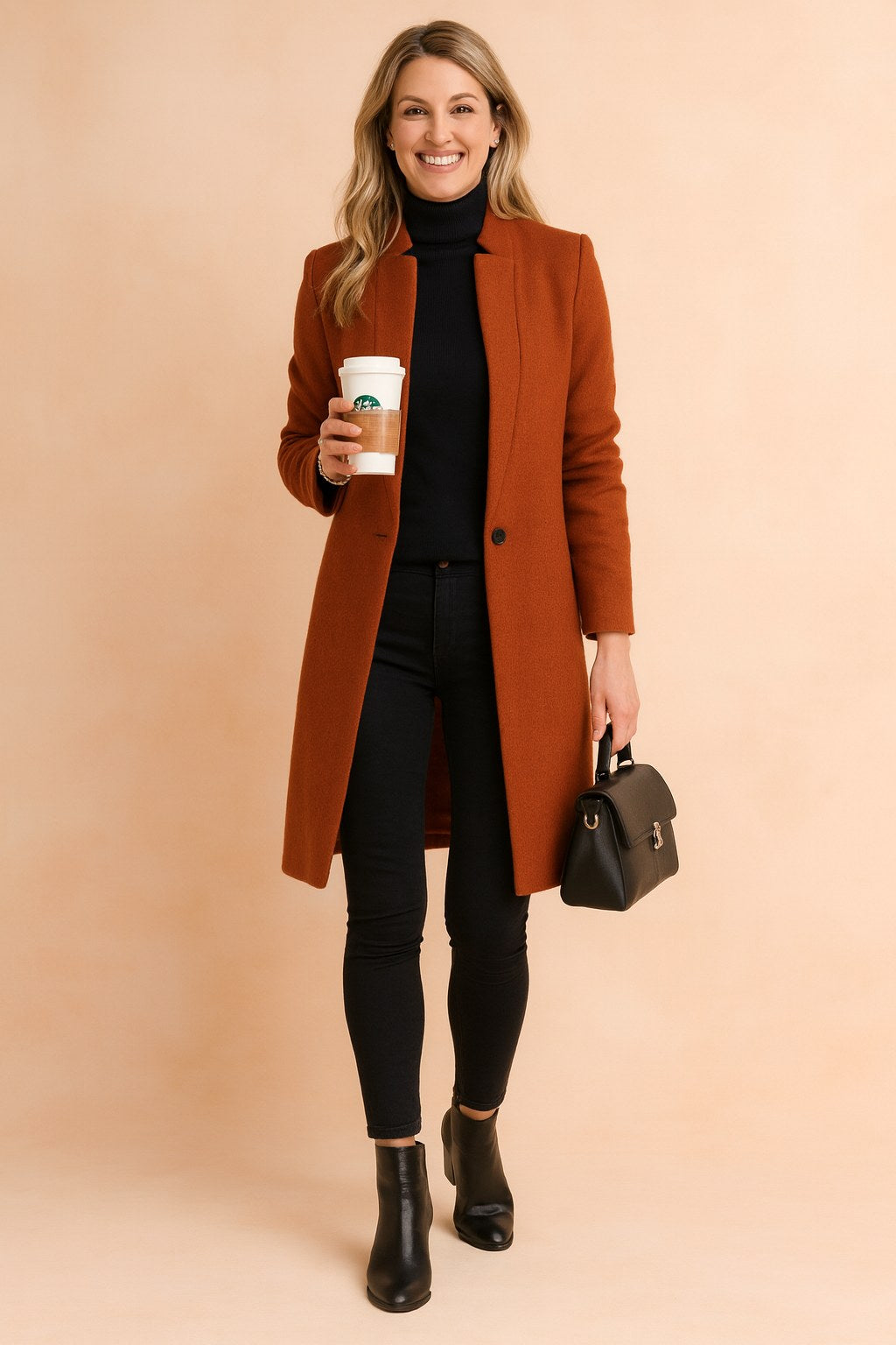 Dominique | Women's Minimalist Fitted Coat, Lightweight Everyday Coat | Everlasting Boutique