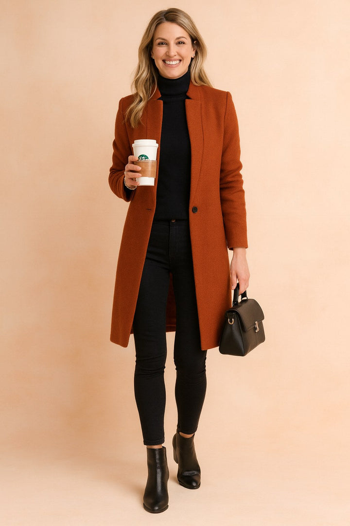 Dominique | Women's Minimalist Fitted Coat, Lightweight Everyday Coat | Everlasting Boutique