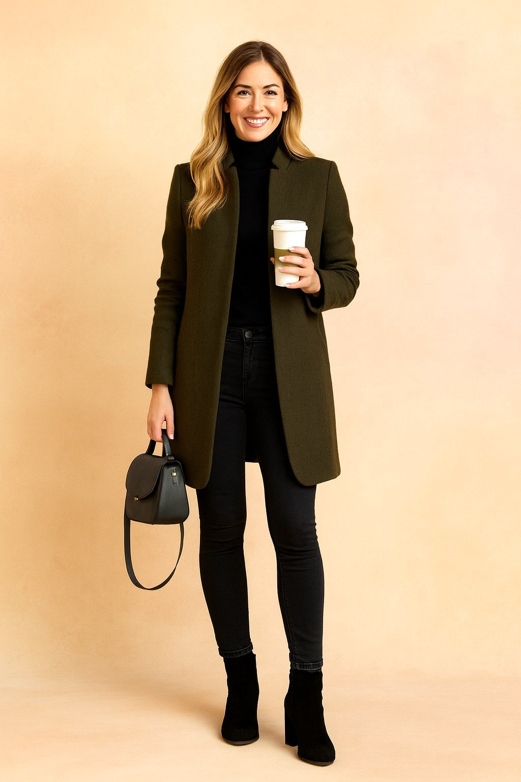 Dominique | Women's Minimalist Fitted Coat, Lightweight Everyday Coat | Everlasting Boutique