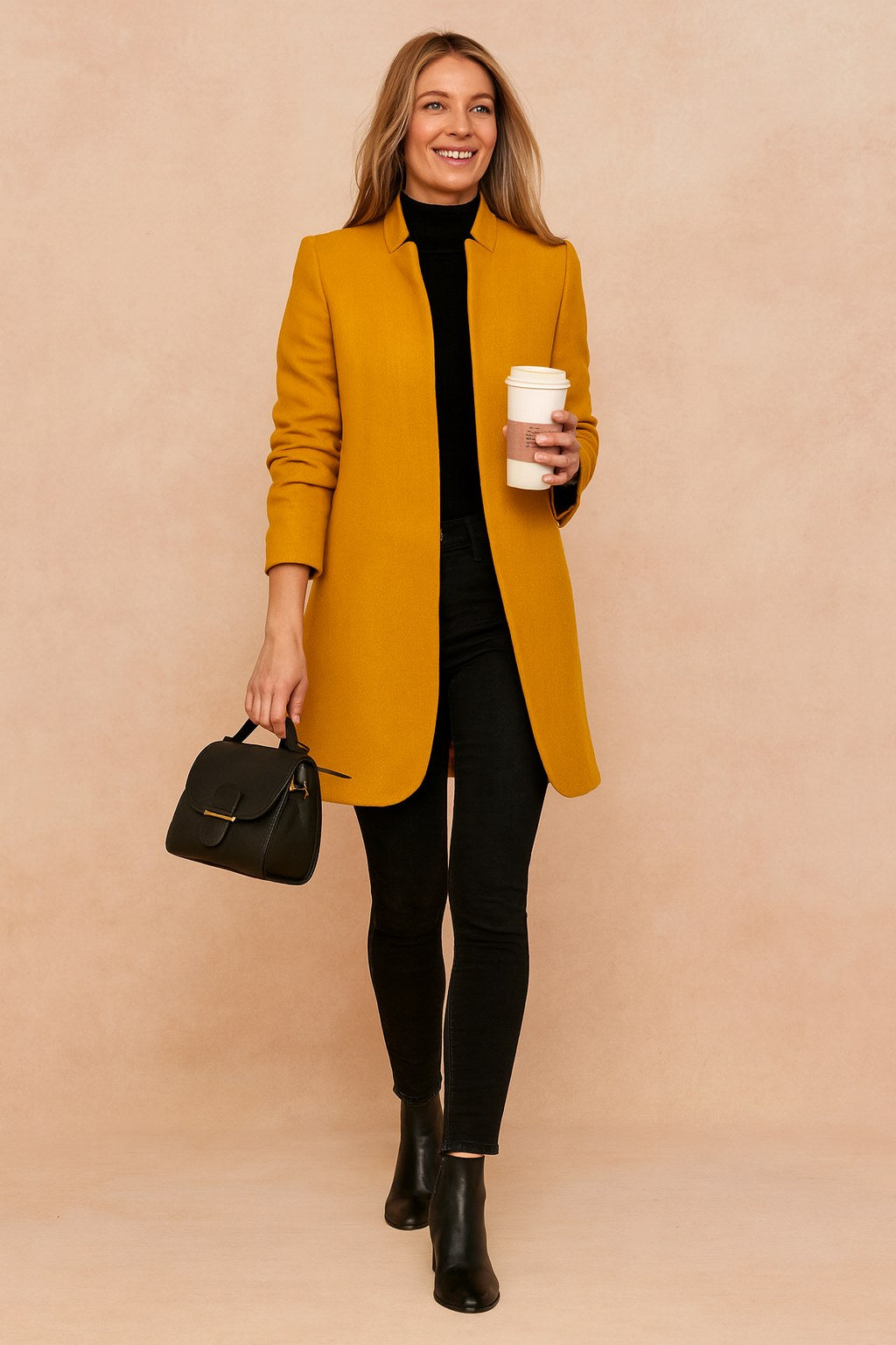 Dominique | Women's Minimalist Fitted Coat, Lightweight Everyday Coat | Everlasting Boutique