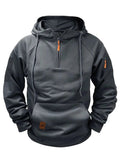 Dylan | Men's Half-Zip Hooded Pullover, Kangaroo Pocket Hoodie | Animated Apparel | Red