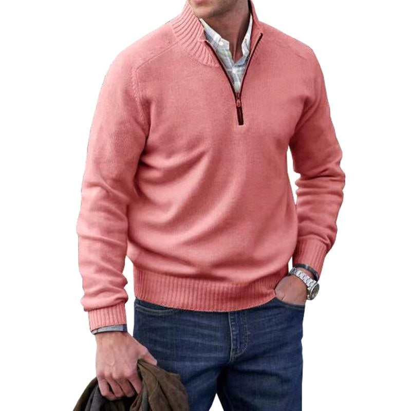 Eberhard | Men's Italian Jumper with Zip, Elegant Knit Jumper | Everlasting Boutique | Purple