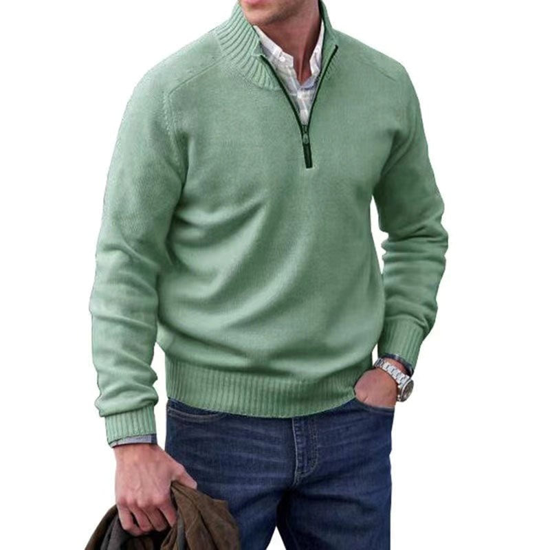 Eberhard | Men's Italian Jumper with Zip, Elegant Knit Jumper | Everlasting Boutique | Blue