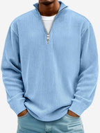 Eckhard | Men's Sweatshirt with Half-Zip and Ribbed Structure, Oversized Sweatshirt | Everlasting Boutique | Blue