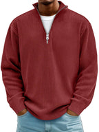 Eckhard | Men's Sweatshirt with Half-Zip and Ribbed Structure, Oversized Sweatshirt | Everlasting Boutique | Grey
