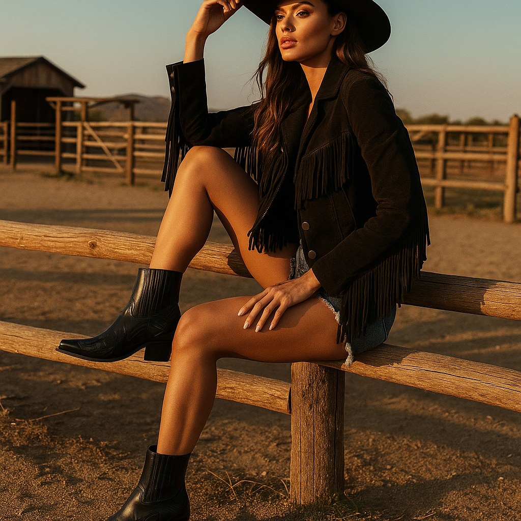 Edith | Women's Leather Cowboy Boots, Western Style Ankle Boots | Everlasting Boutique