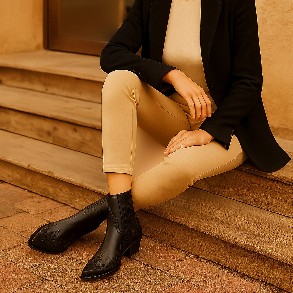 Edith | Women's Leather Cowboy Boots, Western Style Ankle Boots | Everlasting Boutique
