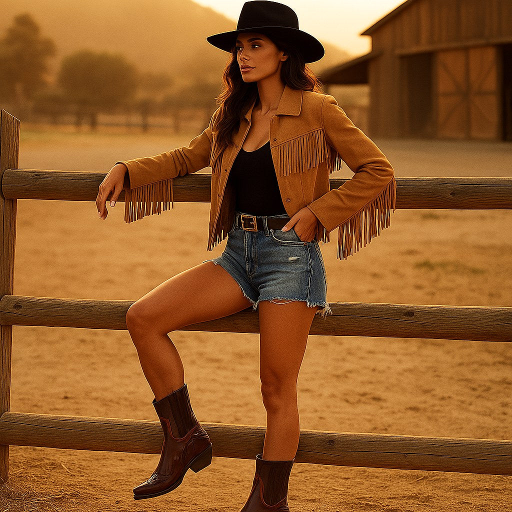 Edith | Women's Leather Cowboy Boots, Western Style Ankle Boots | Everlasting Boutique