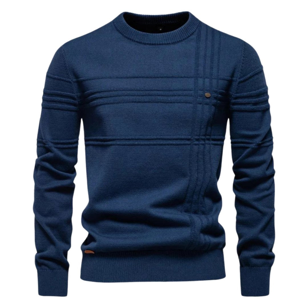 Edmund | Men's Jumper with Check Pattern, Classic Knit Jumper | Everlasting Boutique | Light Grey