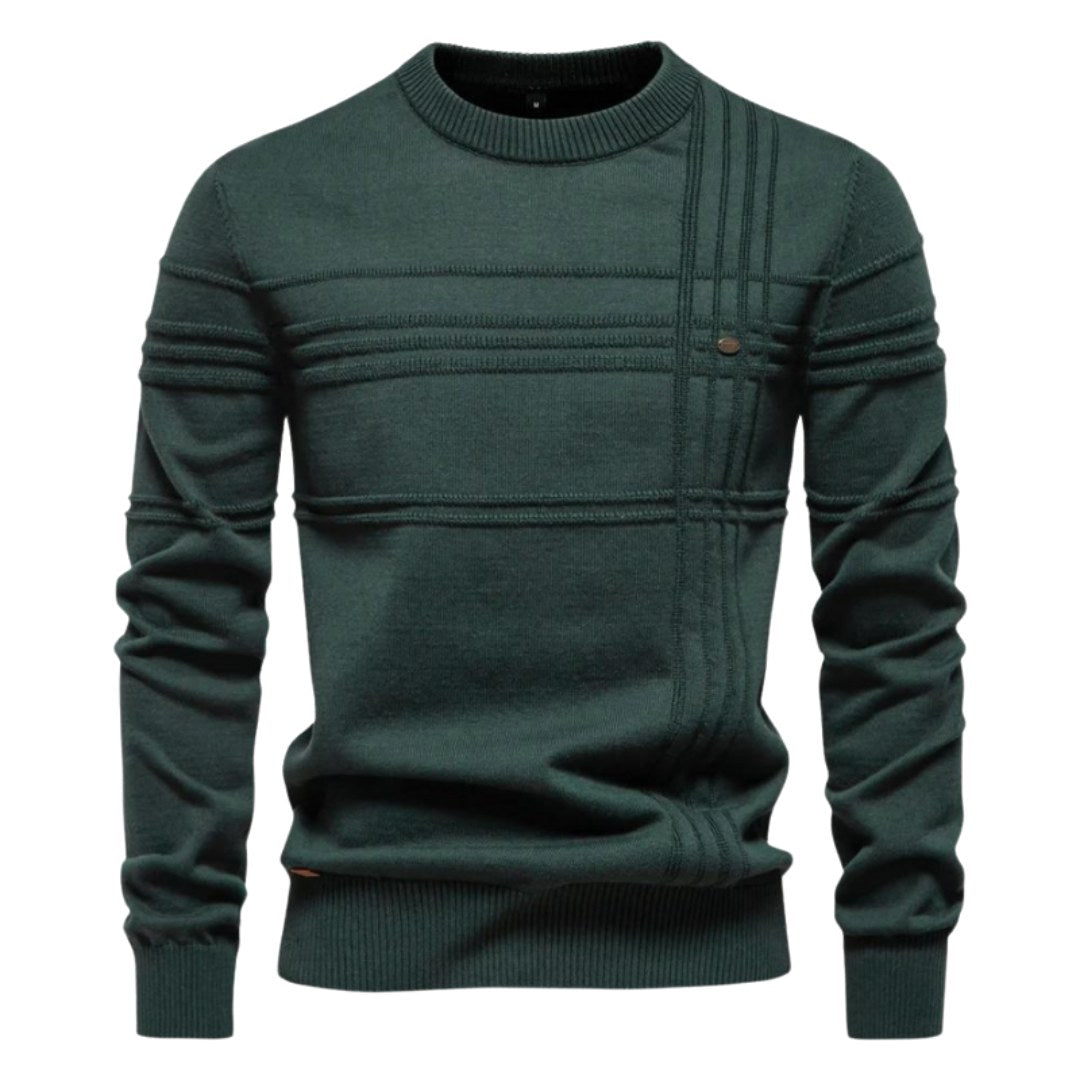 Edmund | Men's Jumper with Check Pattern, Classic Knit Jumper | Everlasting Boutique | Light Grey