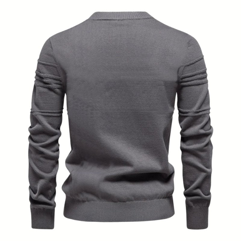 Edmund | Men's Jumper with Check Pattern, Classic Knit Jumper | Everlasting Boutique | Grey