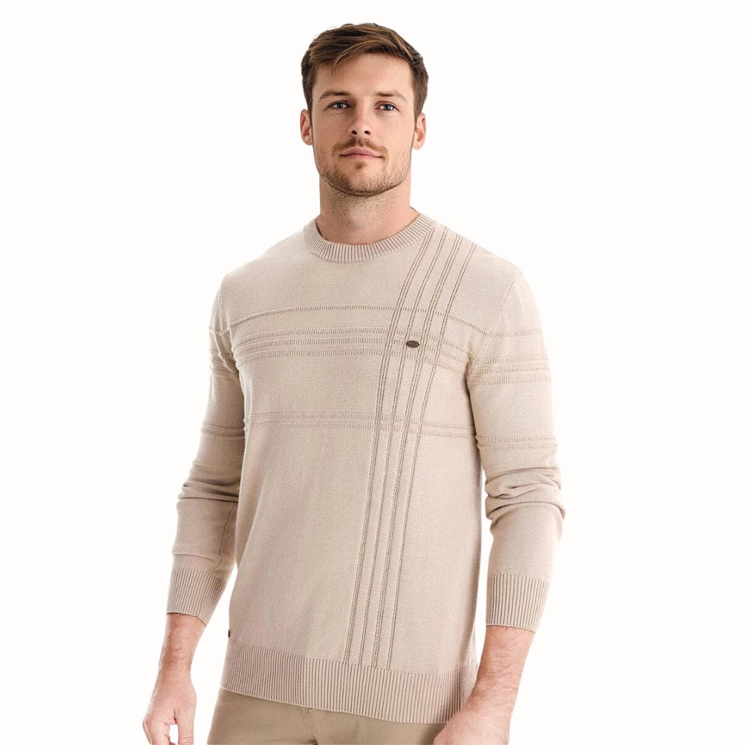 Edmund | Men's Jumper with Check Pattern, Classic Knit Jumper | Everlasting Boutique | Grey