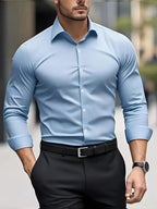 Edward | Men's Long-Sleeved Breathable Shirt, Slim-Fit Smart Shirt | Everlasting Boutique | Blue