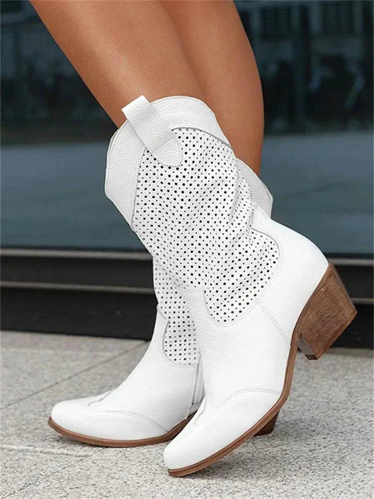 Eleanor | Women's Leather Cowboy Boots, Block Heel Ankle Boots | Everlasting Boutique