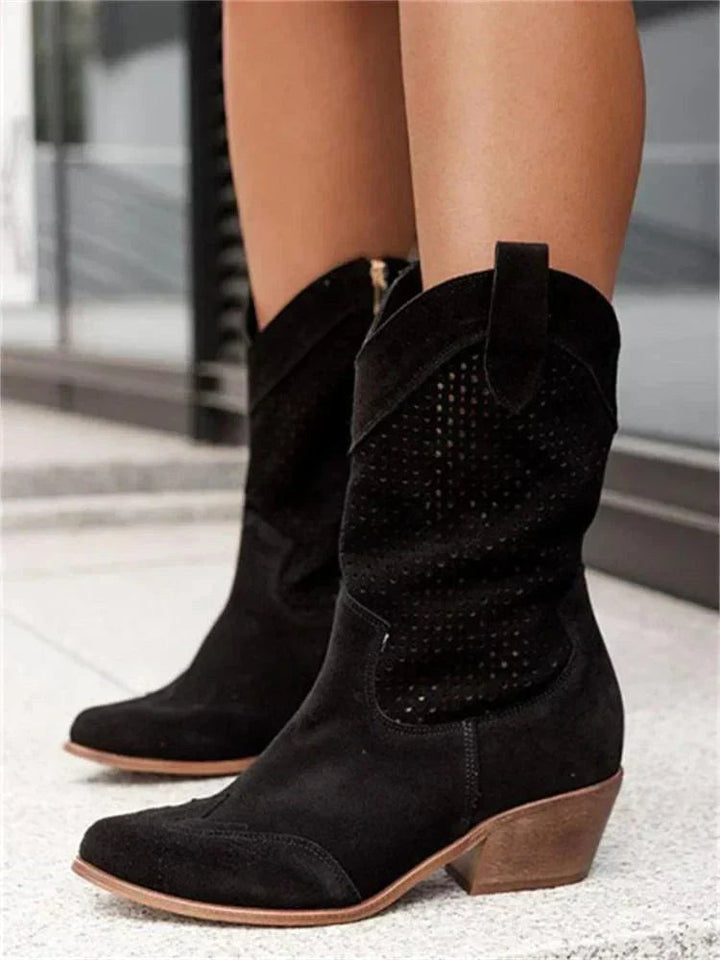 Eleanor | Women's Leather Cowboy Boots, Block Heel Ankle Boots | Everlasting Boutique