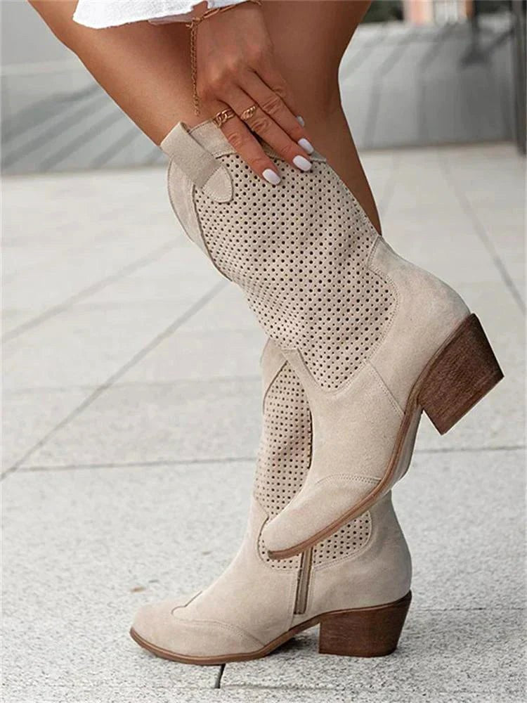 Eleanor | Women's Leather Cowboy Boots, Block Heel Ankle Boots | Everlasting Boutique