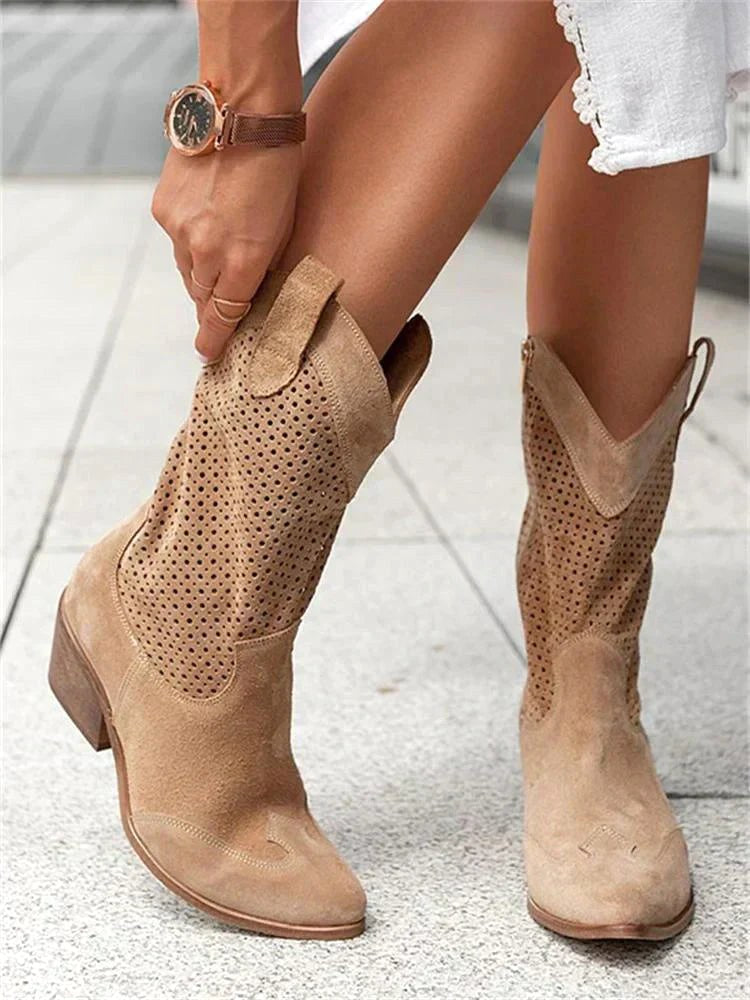 Eleanor | Women's Leather Cowboy Boots, Block Heel Ankle Boots | Everlasting Boutique