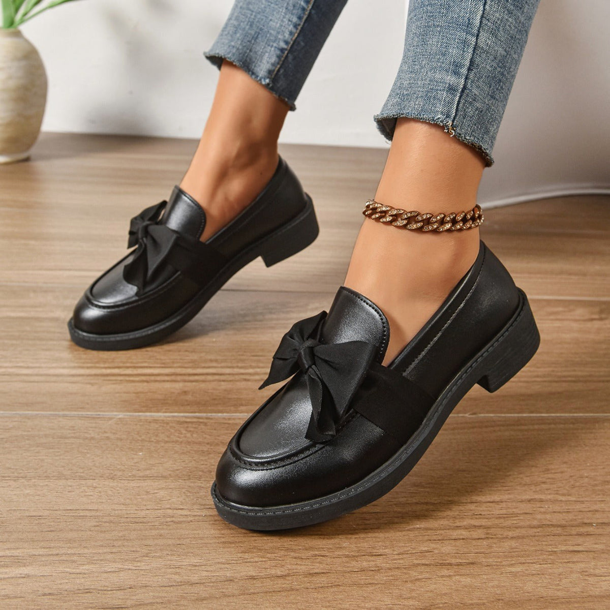 Eleanor | Women's Slip-On Shoes with Round Toe and Knot Detail, Platform Slip-On Shoes | Everlasting Boutique