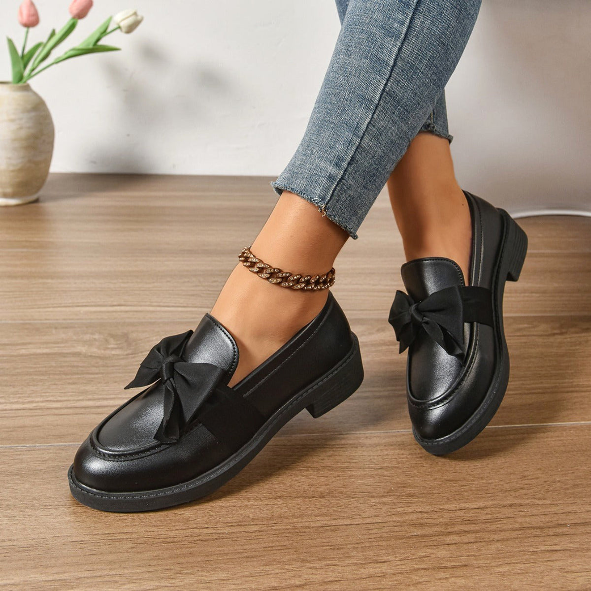 Eleanor | Women's Slip-On Shoes with Round Toe and Knot Detail, Platform Slip-On Shoes | Everlasting Boutique