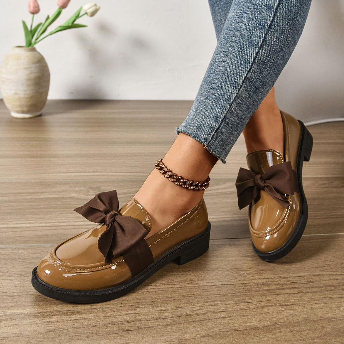 Eleanor | Women's Slip-On Shoes with Round Toe and Knot Detail, Platform Slip-On Shoes | Everlasting Boutique