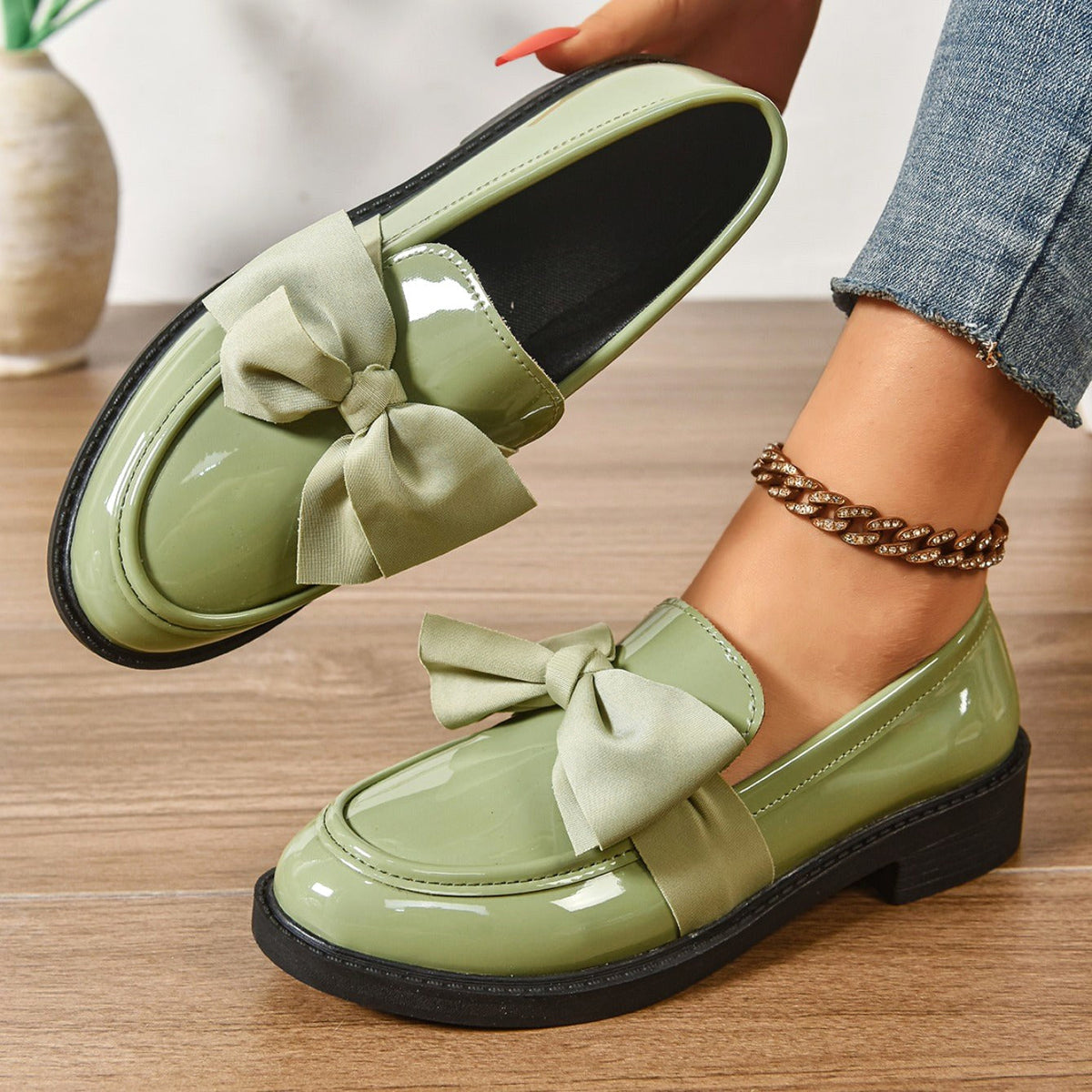 Eleanor | Women's Slip-On Shoes with Round Toe and Knot Detail, Platform Slip-On Shoes | Everlasting Boutique