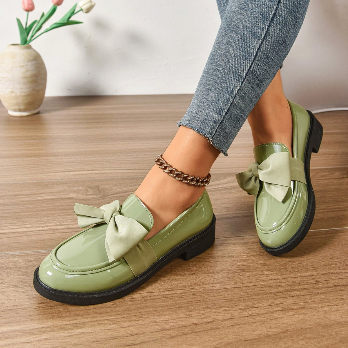 Eleanor | Women's Slip-On Shoes with Round Toe and Knot Detail, Platform Slip-On Shoes | Everlasting Boutique