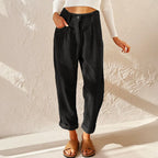 Eliane | Women's High-Waist Wide-Leg Corduroy Trousers, Pleated Front Trousers | Everlasting Boutique