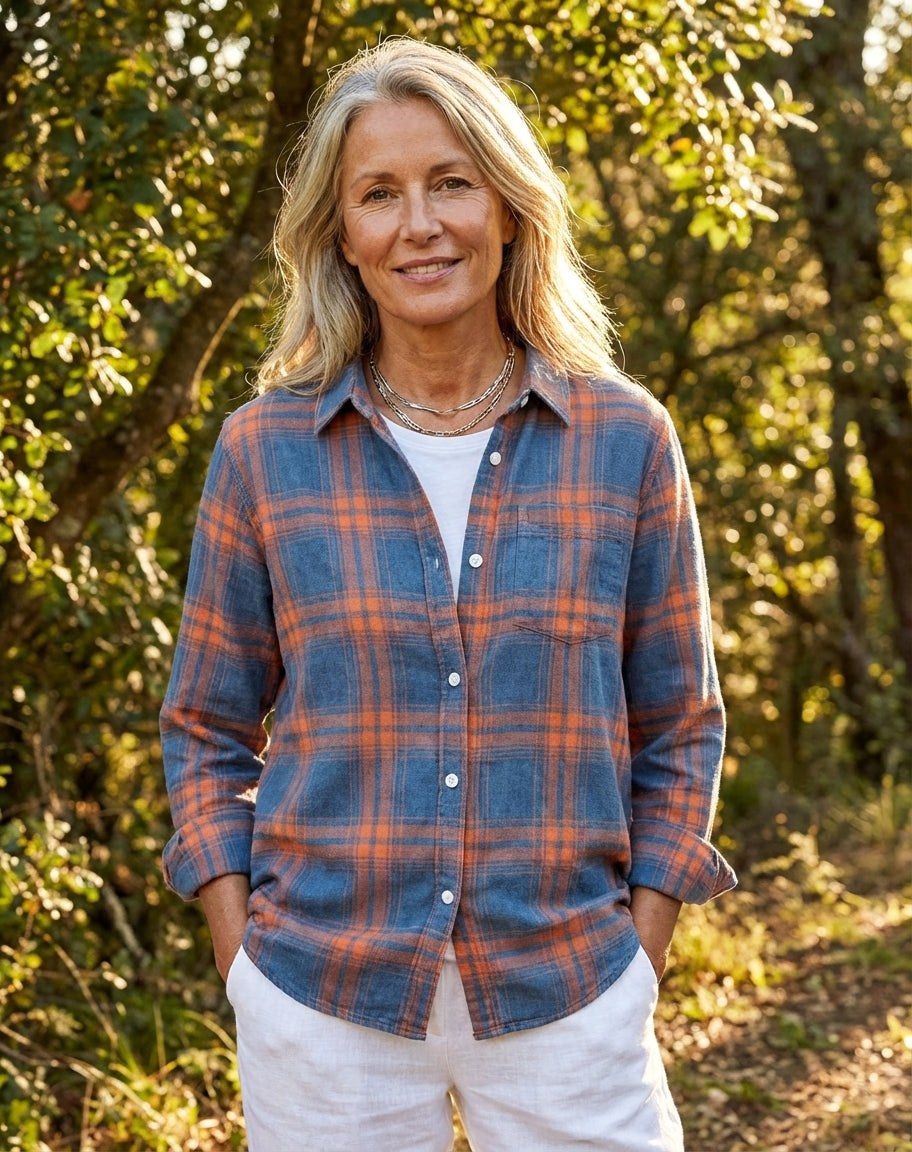 Ella | Women's Plaid Flannel Shirt, Regular-Fit Cotton Shirt | Everlasting Boutique