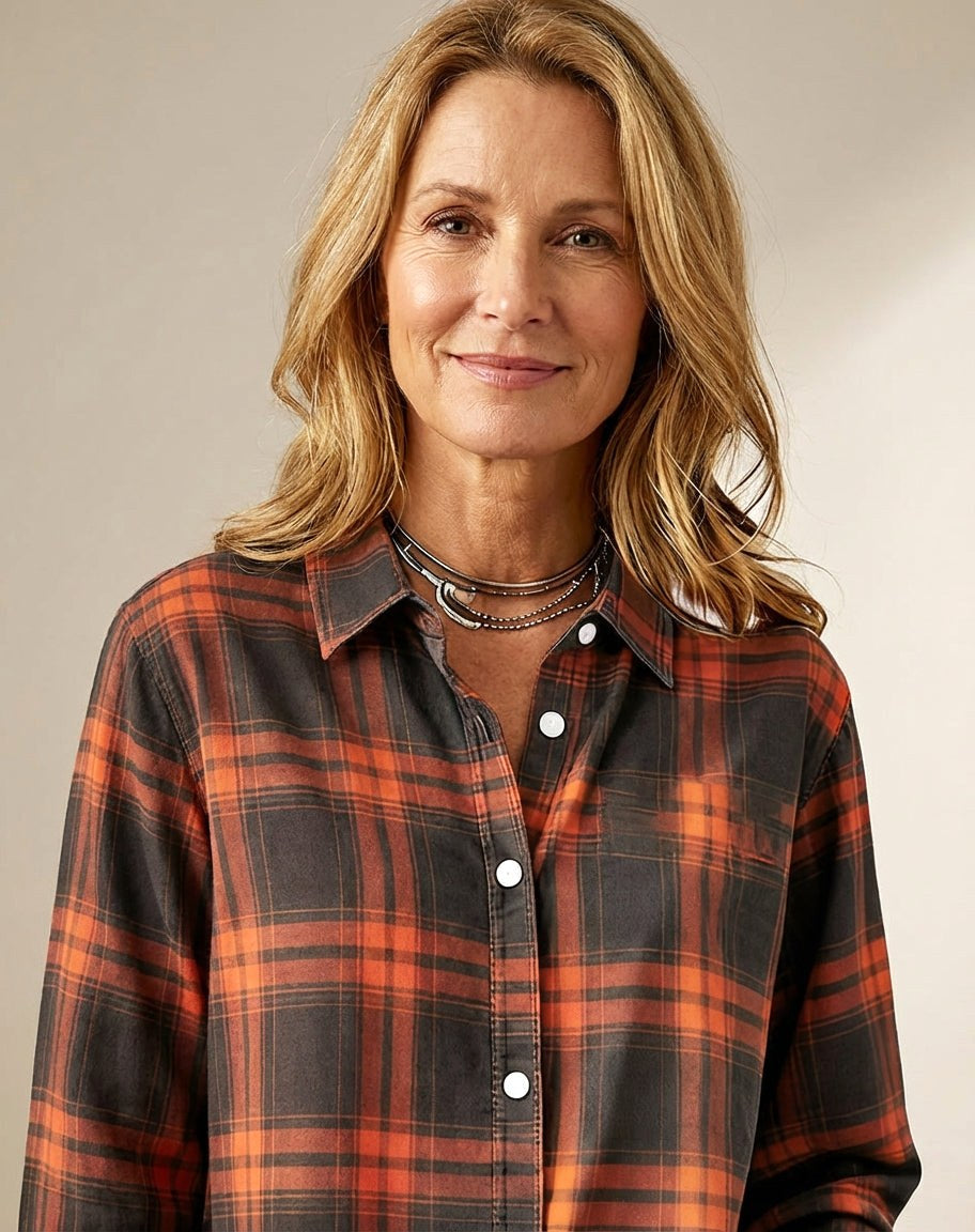 Ella | Women's Plaid Flannel Shirt, Regular-Fit Cotton Shirt | Everlasting Boutique
