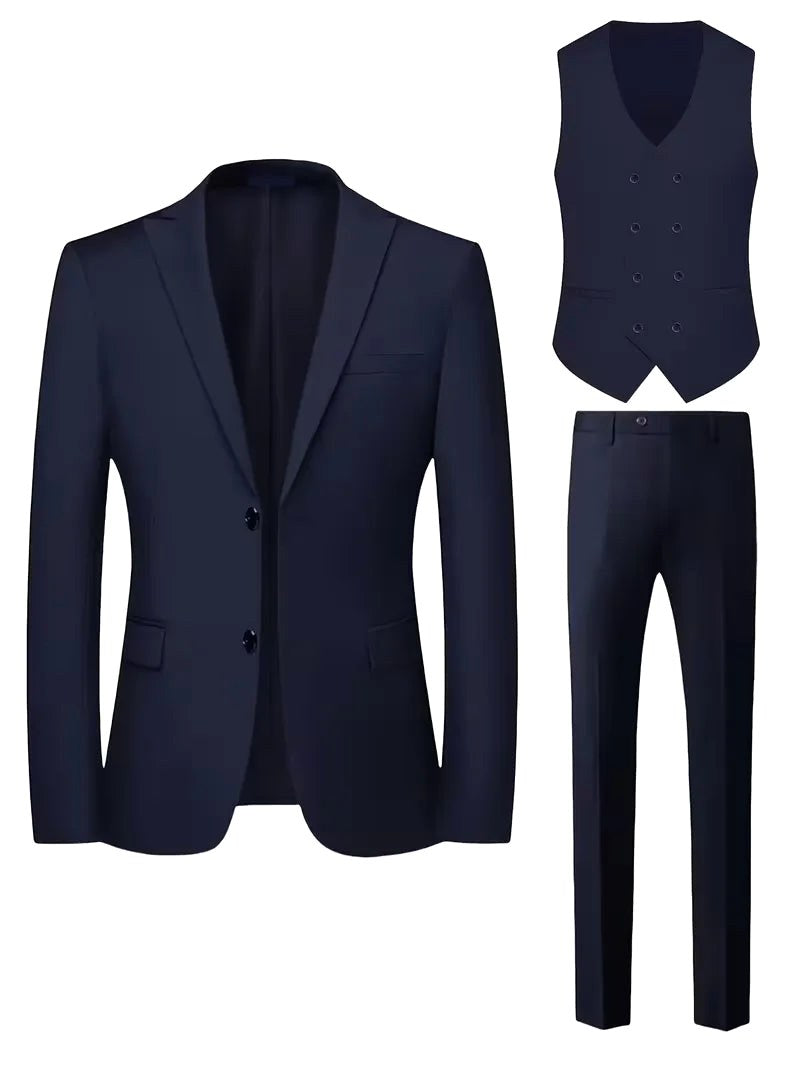 Elliot | Men's Slim-Fit Three-Piece Suit, Double-Breasted Waistcoat Trouser Suit | Everlasting Boutique