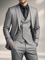 Elliot | Men's Slim-Fit Three-Piece Suit, Double-Breasted Waistcoat Trouser Suit | Everlasting Boutique