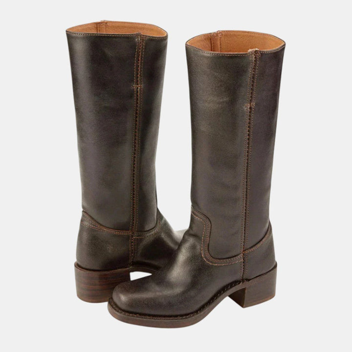 Eloane | Women's Cushioned Slip-On Cowboy Boots, Western-Style Ankle Boots | Everlasting Boutique | Dark Brown