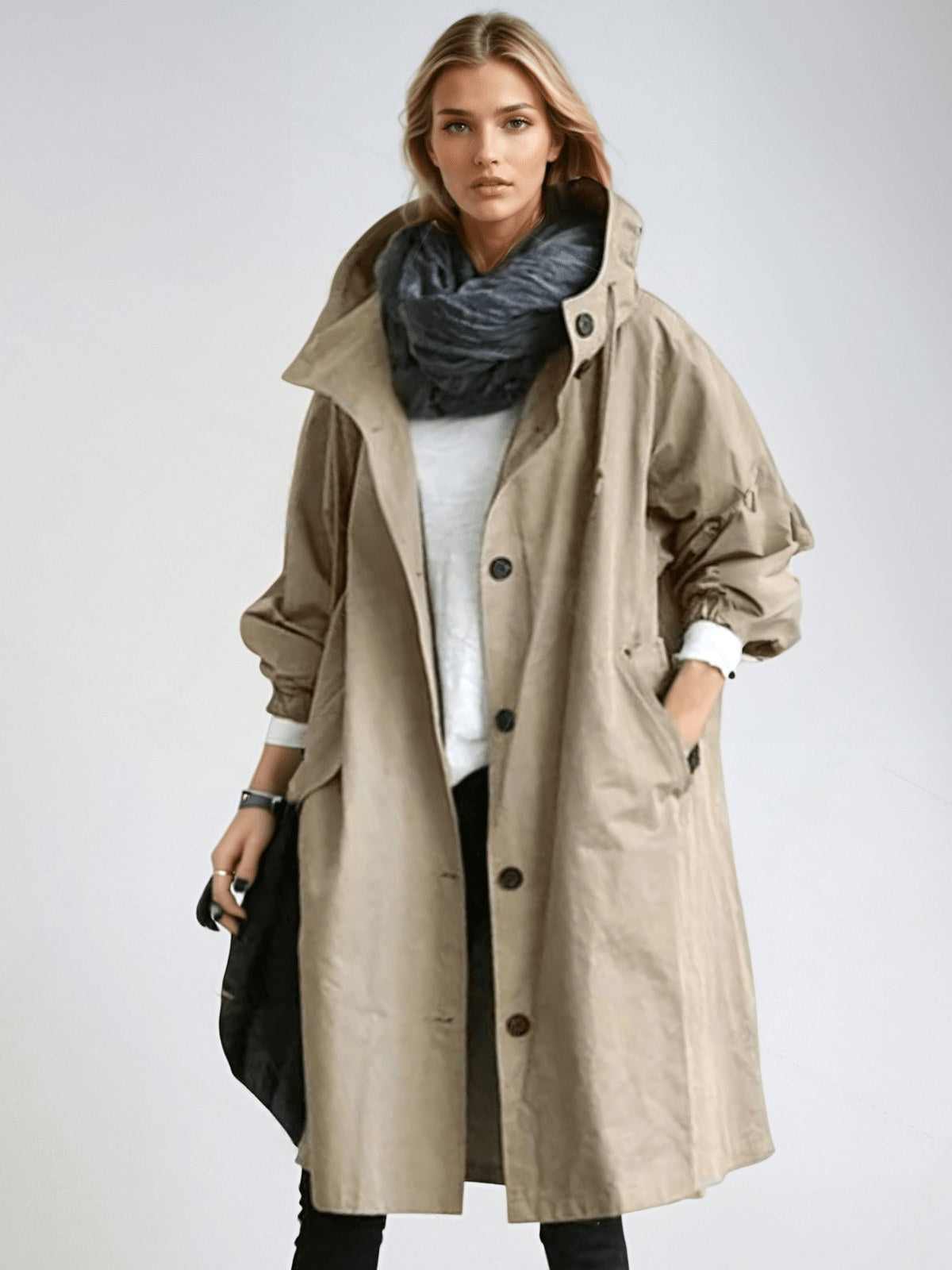 Elodie | Women's Relaxed Tailored Trench Coat, Beige Autumn Coat | Everlasting Boutique