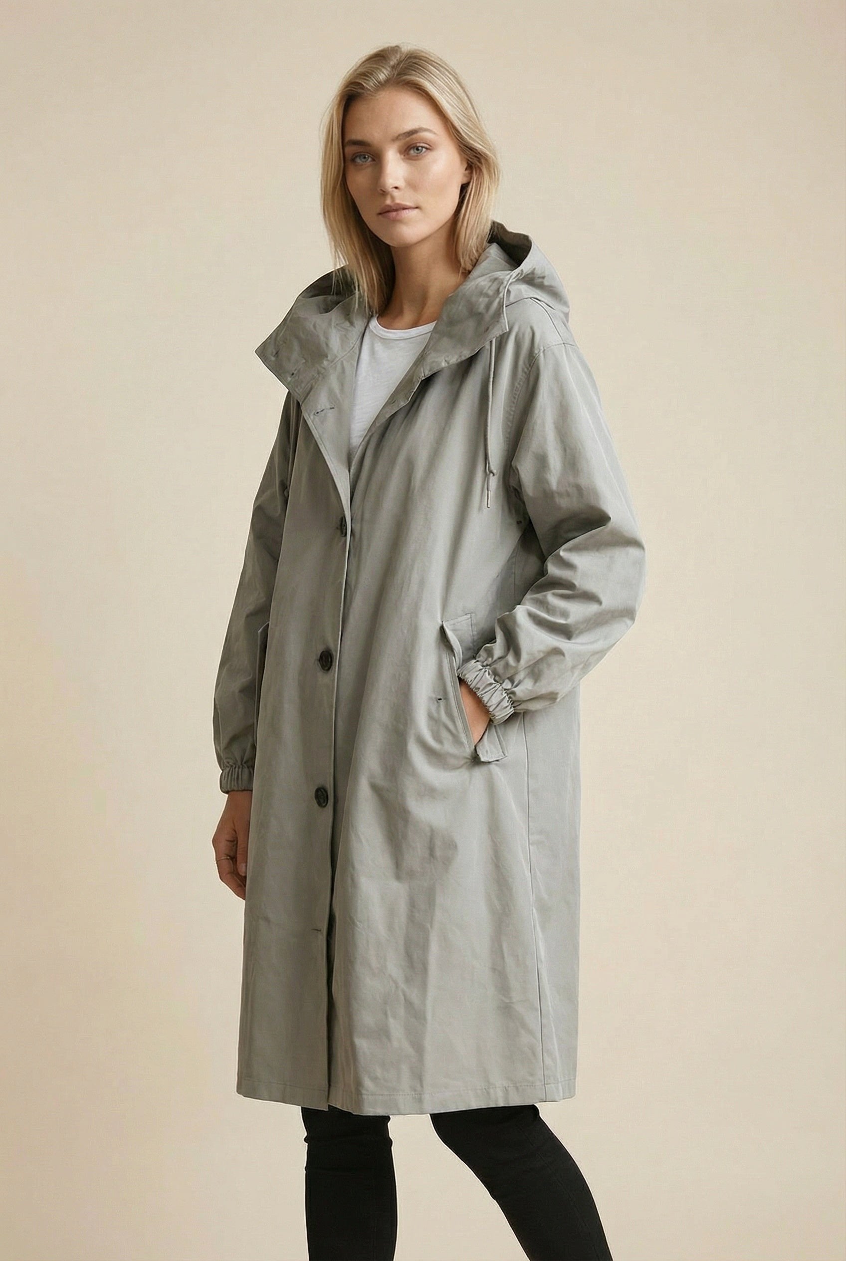 Elodie | Women's Relaxed Tailored Trench Coat, Beige Autumn Coat | Everlasting Boutique
