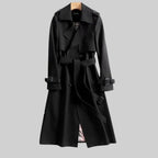 Eloise | Women's Belted Double-Breasted Trench Coat, Lightweight Autumn Rain Jacket | Everlasting Boutique | Black