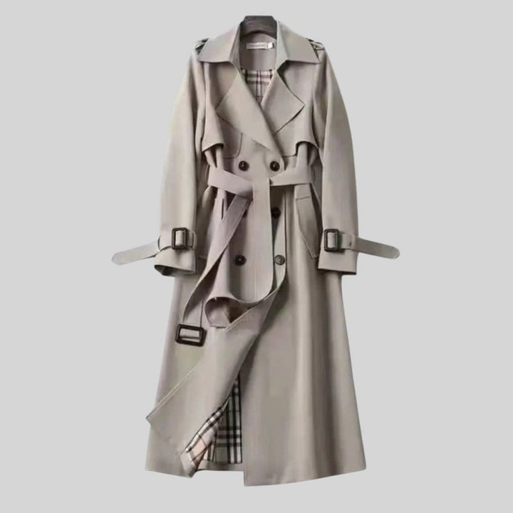 Eloise | Women's Belted Double-Breasted Trench Coat, Lightweight Autumn Rain Jacket | Everlasting Boutique | Gray