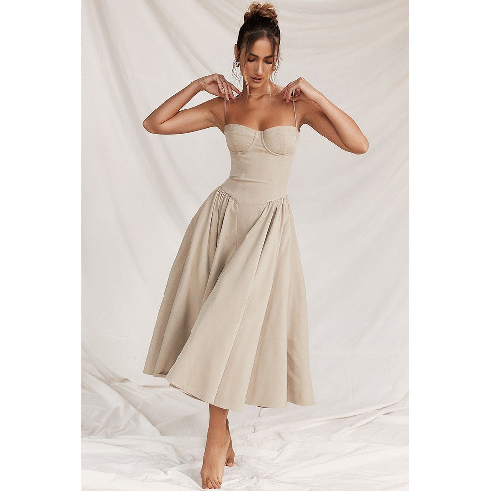 Elsie | Women's Corset Midi Dress with Adjustable Straps, Flattering Waist Midi Dress | Everlasting Boutique
