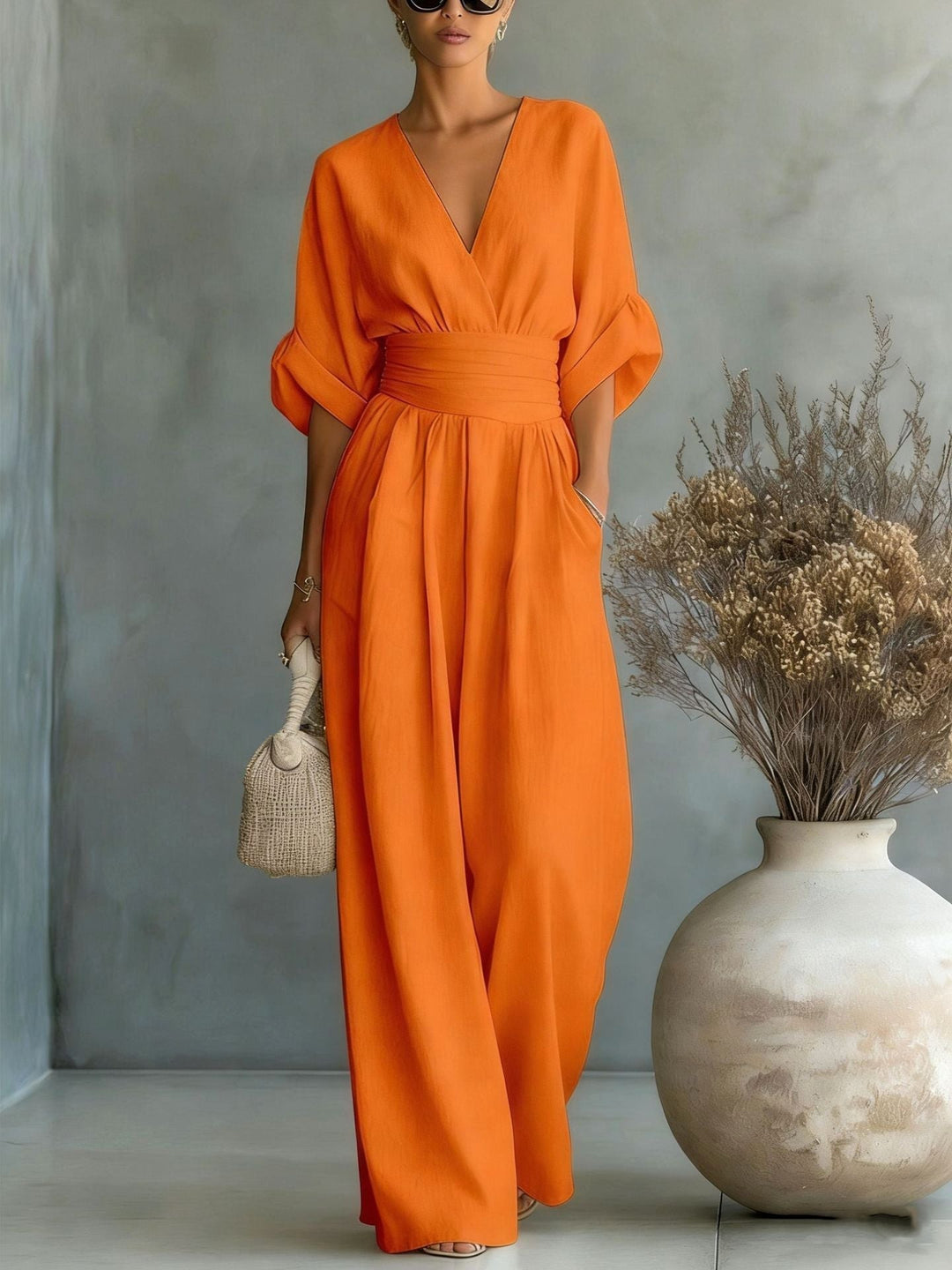 Emilie | Women's Wide-Leg Linen Jumpsuit, Cinched-Waist Jumpsuit | Everlasting Boutique