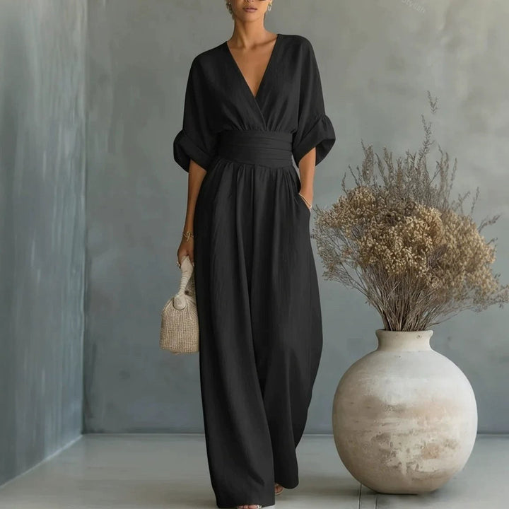 Emilie | Women's Wide-Leg Linen Jumpsuit, Cinched-Waist Jumpsuit | Everlasting Boutique