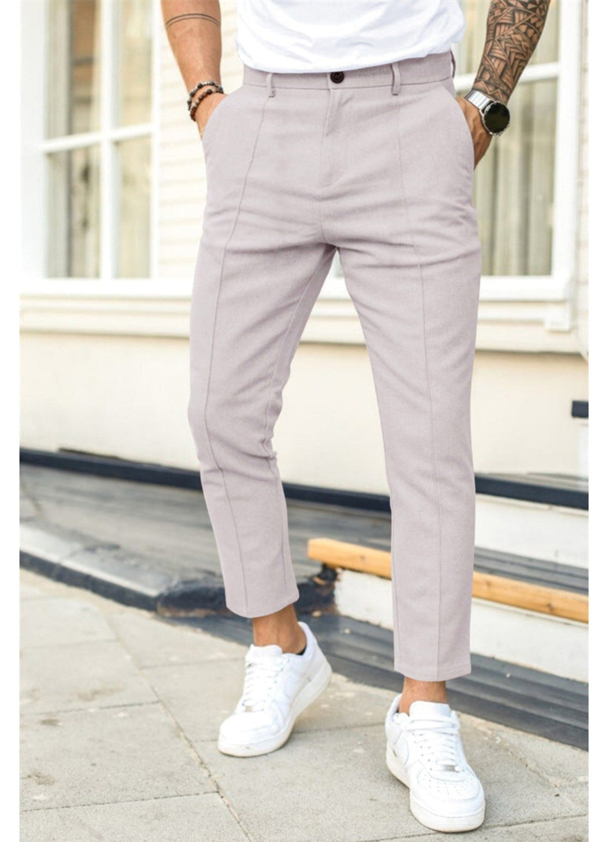Erik | Men's Trousers with Tapered Leg, Ankle-Length Trousers | Everlasting Boutique | Black