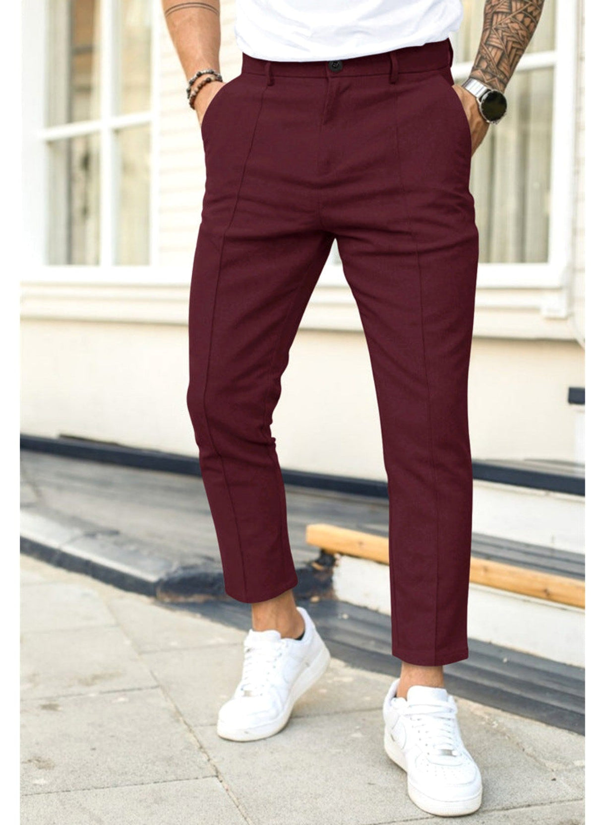 Erik | Men's Trousers with Tapered Leg, Ankle-Length Trousers | Everlasting Boutique | Black